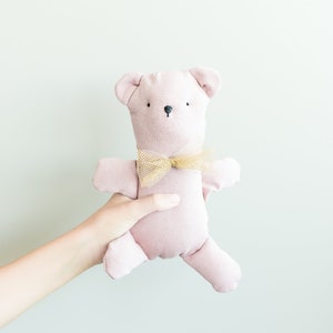 teddy bear in pink and brown fabric. Made to order image 9