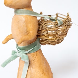 Decorative Easter rabbit in cotton wool, Easter centerpiece with egg holder in the shape of a rabbit, hare in spun cotton with basket. image 2