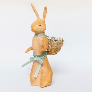 Decorative Easter rabbit in cotton wool, Easter centerpiece with egg holder in the shape of a rabbit, hare in spun cotton with basket. image 3