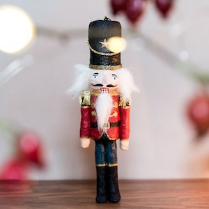 Vintage Inspired Cotton Spun Christmas Nutcracker, Christmas Hanging Ornament, Christmas Tree Nutcracker