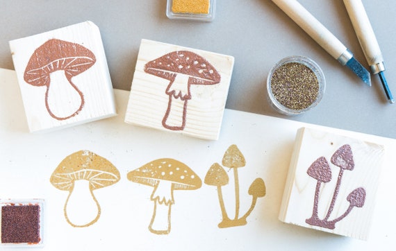 Sniggle Sloth Fairy Mushroom Rubber Stamp Set | 3/4 Inch Small Wood Handle Stamps For Crafting, Journals, Planners