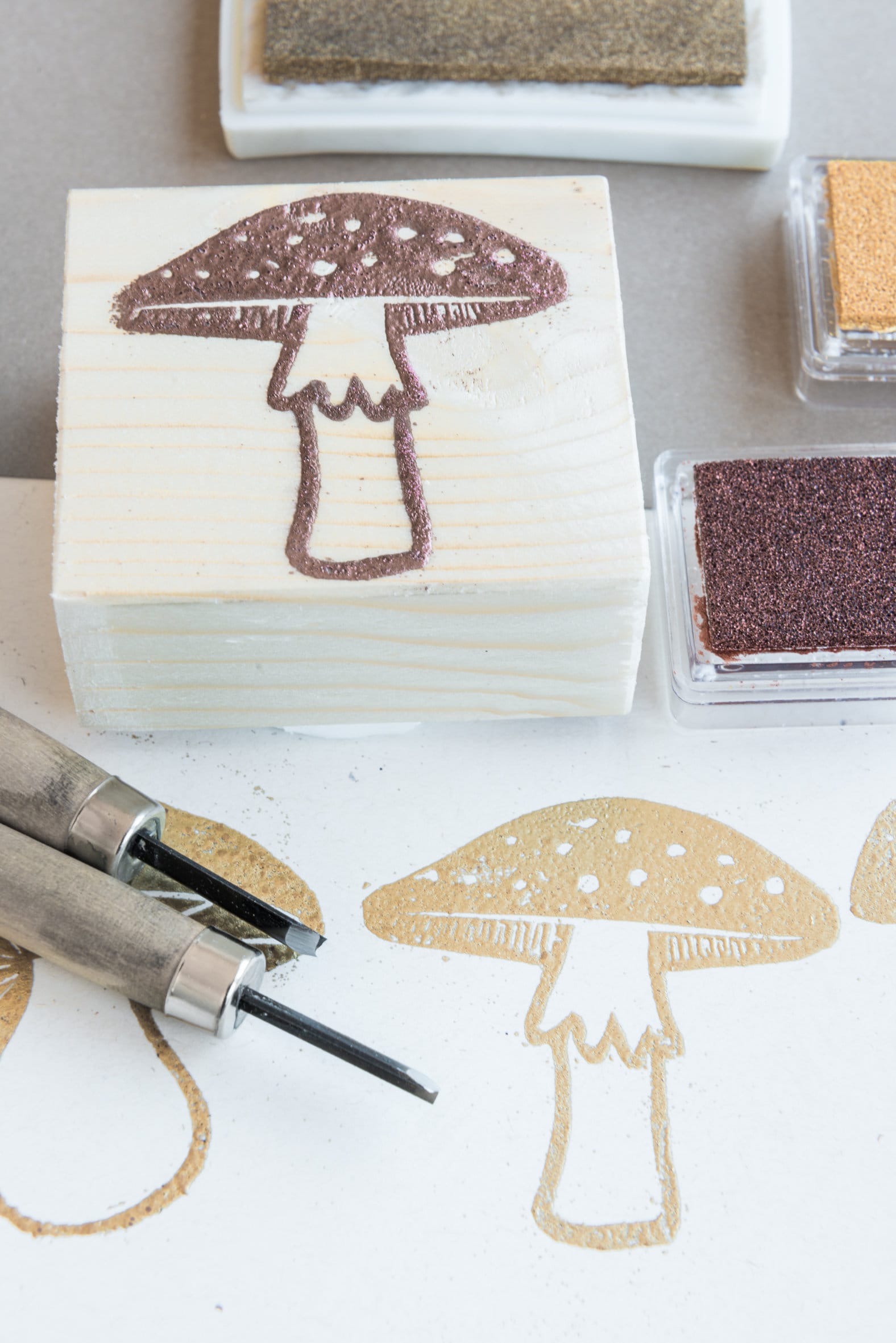 mushroom rubber stamp set
