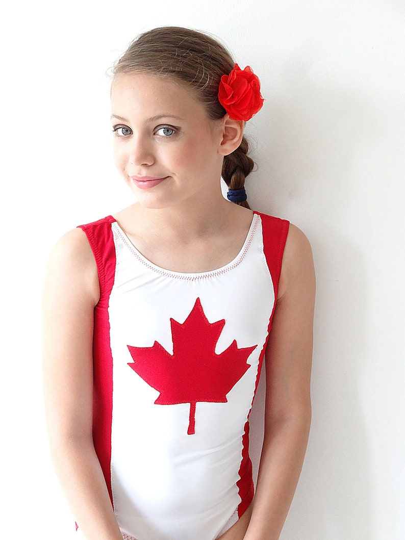 Girls Canada Flag Gymnastics Dance Leotard Rhythmic Gymnastic Etsy Canada
