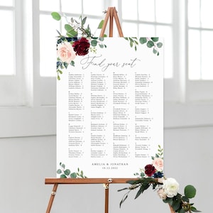 Alfabetische zitplaatsen grafiek, bruiloft zitplaatsen grafiek sjabloon, bruiloft zitplaatsen Board, bruiloft gastenlijst, bruiloft zitplaatsen Plan, Templett, #B80