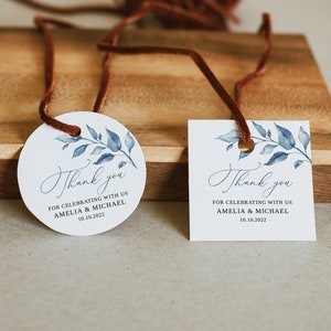 Dusty Blue Thank You Tags, Dusty Blue Wedding Favor Tags, Favor Tags Template, Wedding Gift Tags, Templett, #B63