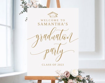 Gold Graduation Party Welcome Sign, Graduation Welcome Sign Template, Graduation Celebration, Grad Party Welcome Sign, Templett, #B100
