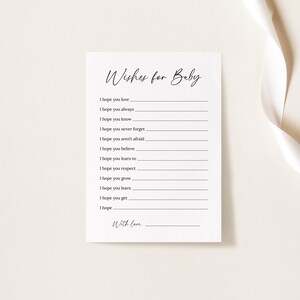 Deseos para tarjeta de bebé, tarjeta de deseos de baby shower, juego de baby shower, tarjetas de deseos, baby shower de género neutro, B220