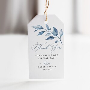 Dusty Blue Wedding Thank You Tags, Wedding Favor Tags, Wedding Gift Tags, Printable Thanks Tags, Templett, #B63