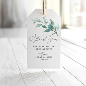 Teal Thank You Tags Template, Turquoise Wedding Favor Tags, Floral Wedding Gift Tags, Printable Thanks Tags, Teal Flowers, Templett, #B143