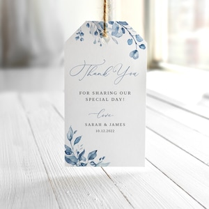 Dusty Blue Wedding Thank You Tags, Wedding Favor Tags, Wedding Gift Tags, Printable Thanks Tags, Templett, #B63
