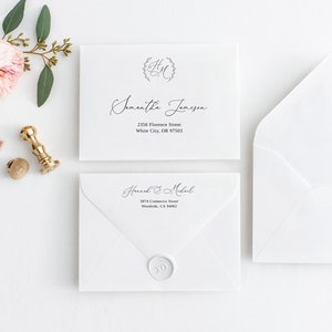 Monogram Wedding Envelope Address Template, Elegant Wedding Address Template, Minimalist Wedding Envelope, Templett, #B57