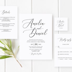 Moderne Hochzeitseinladung, Elegante Hochzeitseinladung Vorlage, Bearbeitbare Vorlage, Kalligraphie Hochzeitseinladung, Templett, #B54