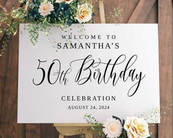 50th Birthday Welcome Sign, Modern Birthday Welcome Sign Template, Birthday Party Welcome Sign, Templett, #B95