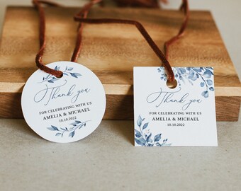 Dusty Blue Wedding Thank You Tags, Dusty Blue Favor Tags, Favor Tags Template, Wedding Gift Tags, Templett, #B63
