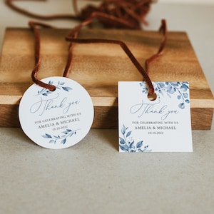 Dusty Blue Wedding Thank You Tags, Dusty Blue Favor Tags, Favor Tags Template, Wedding Gift Tags, Templett, #B63