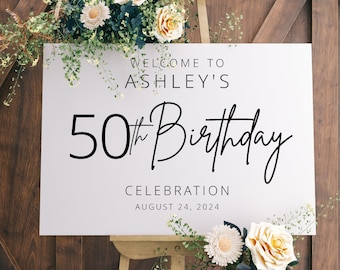 Birthday Party Welcome Sign, Modern Birthday Welcome Sign Template, 50th Birthday Welcome Sign, Templett, #B127