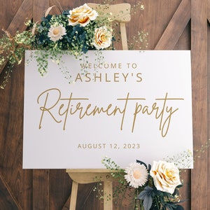 Gold Retirement Party Welcome Sign, Retirement Welcome Sign Template,  Retirement Celebration, Gold Welcome Sign, Templett, #B161
