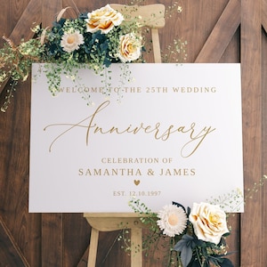 Gold Wedding Anniversary Welcome Sign, Modern Anniversary Sign, Happy Anniversary, Golden Anniversary Decor, Templett, #B70