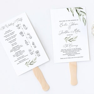 Olive Wedding Fan Program Template, Olive Wedding Program, Fan Wedding Program Printable, Order of Events, Order of the Day, Templett, #B94