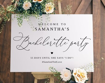 Bachelorette Party Welcome Sign, Bachelorette Welcome Sign Template, Elegant Welcome Sign, Templett, #B55