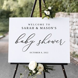 Baby Shower Welcome Sign, Script Baby Shower Welcome Sign Template, Modern Baby Shower Welcome Sign, Templett, #B55
