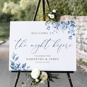 The Night Before Welcome Sign, Dusty Blue Rehearsal Welcome Sign, Rehearsal Dinner Sign, Rehearsal Dinner Welcome Sign, Templett, #B63