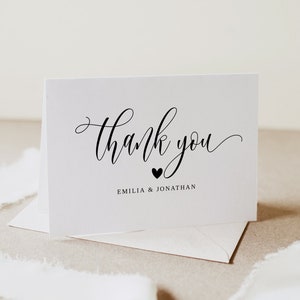 Moderne Danksagungskarte, Hochzeitskarte, Faltbare Dankeskarte, Elegante Hochzeit Dankeskarte, Vorlage für gefaltete Dankeskarte, Templett, #B95