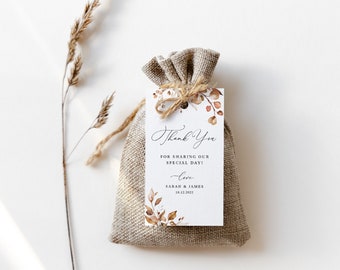 Fall Wedding Thank You Tags, Autumn Wedding Favor Tags, Wedding Gift Tags, Printable Thanks Tags, Templett, #B62