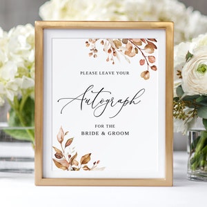 Please Leave Your Autograph For The Bride & Groom, Fall Wedding Autograph Sign, Guestbook Sign, Alternate Guest Book Sign, Printable, #B62
