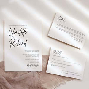 Minimalistische Hochzeitseinladung, Moderne Hochzeitseinladung, Kalligraphie Hochzeitseinladung, Templett, #B127