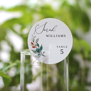 Teal Orange Champagne Place Cards, Round Place Card Template, Circle Seating Cards, Wedding Name Cards, Circle Name Cards, Templett, #B141