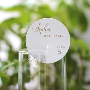 Segnaposto champagne, modello segnaposto rotondo, segnaposto circolare, segnaposto per matrimonio, segnaposto circolare, matrimonio d&#39;oro, Templett, B100