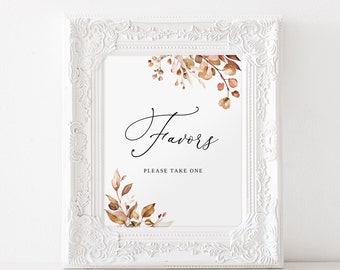 Fall Wedding Favors Sign, Autumn Leaves Printable (Digital Download)