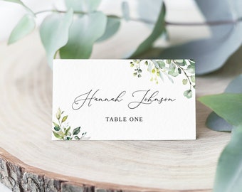 Greenery Wedding Place Card Template, Seating Card, Wedding Name Cards, Garden Wedding Name Card, Printable Place Cards, Templett, #B32