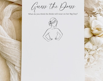 Minimal Errate das Kleid Brautparty Spiel, zeichne das Kleid, Instant Download, B220