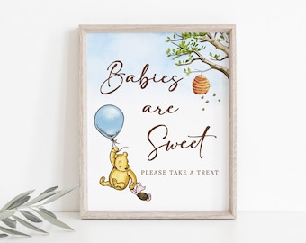 Winnie The Pooh Babies are Sweet Baby Shower Favors Sign, Editable Baby Shower Please Take a Treat Sign, Winnie-The-Pooh Favors Sign B188