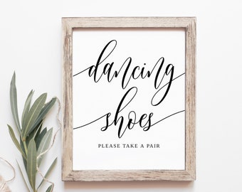 Wedding Dancing Shoes Sign, Wedding Dance Floor Sign, Modern Wedding Dancing Feet Sign, #B95