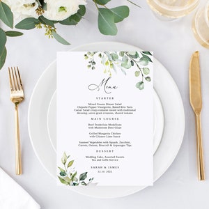 Greenery Hochzeitsmenukarte, Hochzeitsmenukarte Garten, Menükarte zum Ausdrucken, Hochzeitsmenukarte, Menükarte zum ausdrucken, #B32