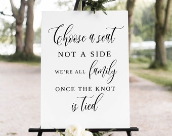 Modern Wedding Seating Sign Template, Choose a Seat Sign, Pik a Seat, We’re all Family Once the Knot is Tied, Templett, #B95