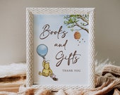 Winnie The Pooh Baby Shower Books and Gifts Sign Template, Winnie-The-Pooh Gift Table Sign, Editable Baby Shower Table Sign B188