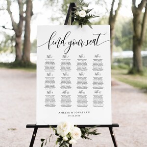 Modern Wedding Seating Chart Template, Wedding Seating Plan, Wedding Seating Board, Templett, #B95