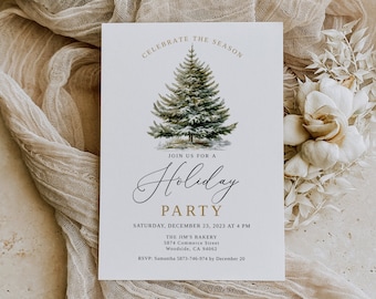 Work Christmas Party Invitation, Work Holiday Party Invitation, Printable Corporate Christmas Party Invitation, Christmas Tree, B171