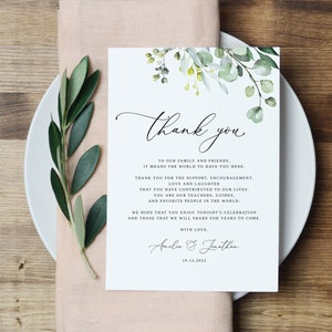 Greenery Hochzeit Dankeskarte Vorlage, Dankeskarte Hochzeit, Dankeskarte Hochzeit, Dankeschön Platzkarte, Templett, #B32