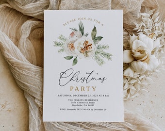 Editable Christmas Party Invitation, Holiday Party Invitation, Christmas Invitation, Mobile Christmas Invite, Christmas Dinner, B172