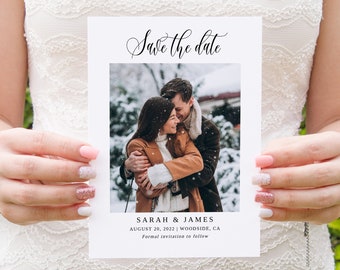 Modern Wedding Save the Date Template, Photo Save the Date, Editable Template, Save the Date with Photo, Templett, #B95