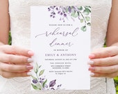 Purple and Green Rehearsal Dinner Invitation, The Night Before Invitation, Rehearsal Invitation The Day Before Green Purple Invitation, B125