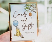 Winnie The Pooh Baby Shower Cards and Gifts Sign Template, Winnie-The-Pooh Gift Table Sign, Custom Baby Shower Sign Editable B188