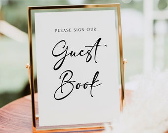 Editable Wedding Guest Book Sign, Modern Wedding Guestbook Sign, Minimalist Guestbook Sign, Please Sign Our Guestbook Sign, B221