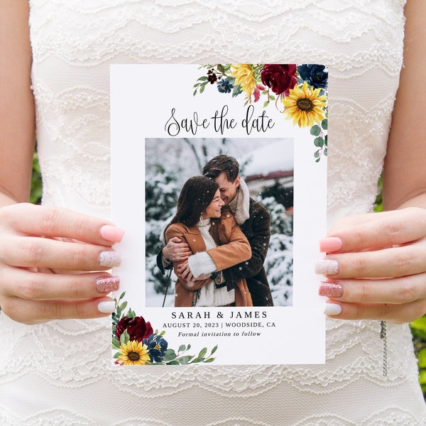 Sunflower Save the Date - Etsy