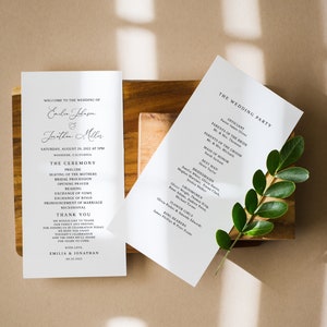 Modern Wedding Program Template, Elegant Wedding Program, Program Printable, Templett, #B55